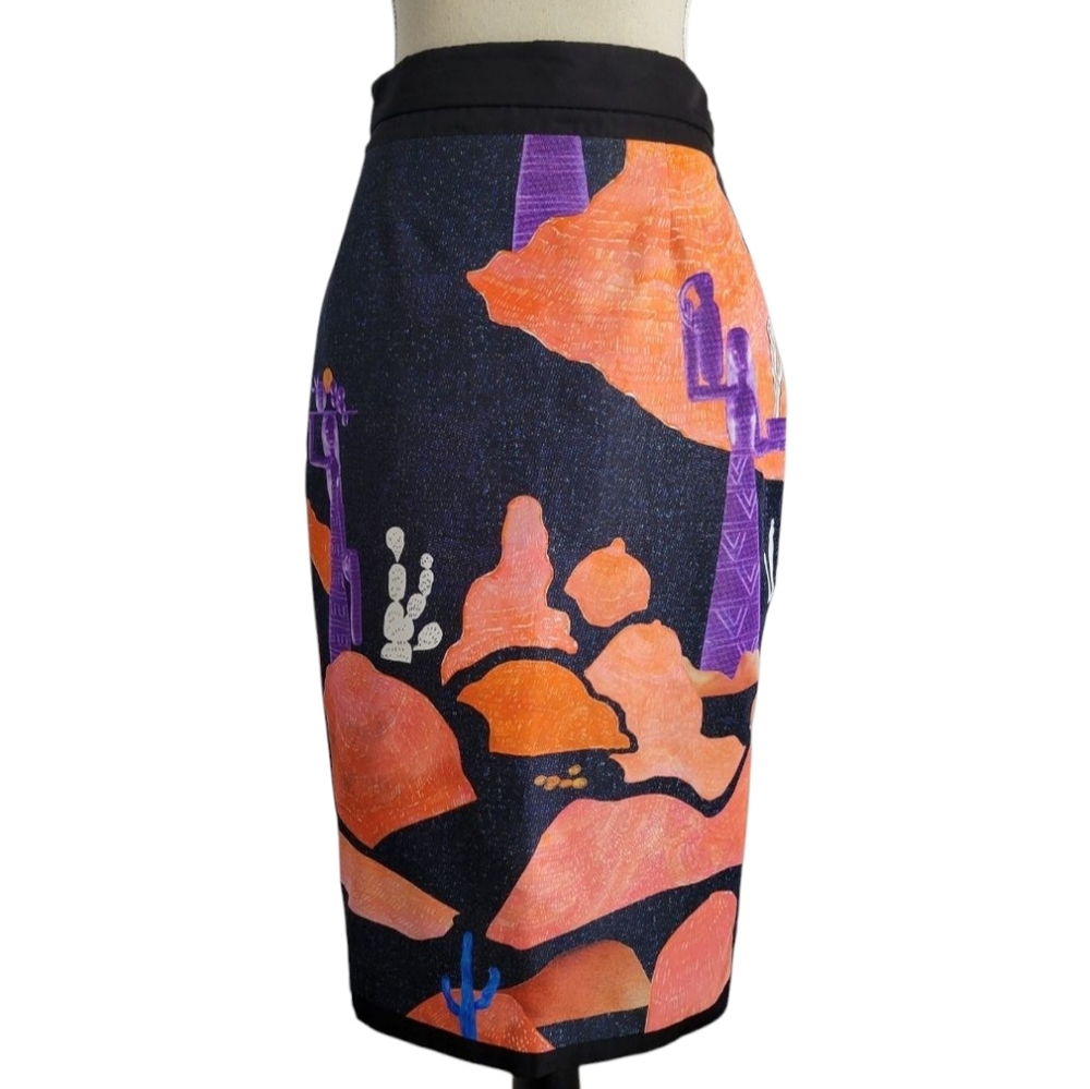 Prada‎ Vendemiaire Desert Mural Pencil Skirt Runway Pop Art Size 40 F/W 2017